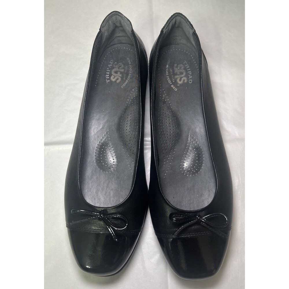 SAS Coco Ballet Bow Flats Size 10.5 M Black Patent Leather Classic Preppy Work